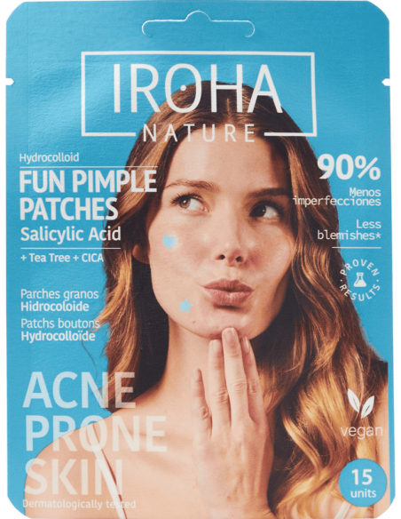 IROHA NATURE ACNE PRONE FUN salitsüülhappega akneravi ja -ennetuse plaastrid 15 tk/pakend.