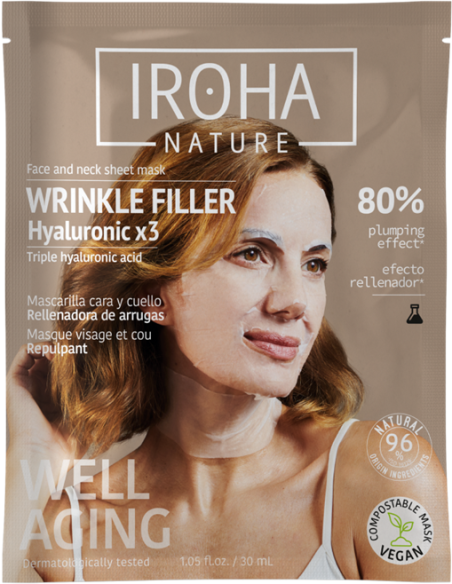 IROHA NATURE näo- ja kaela täitemask - vananemisvastane 23ml
