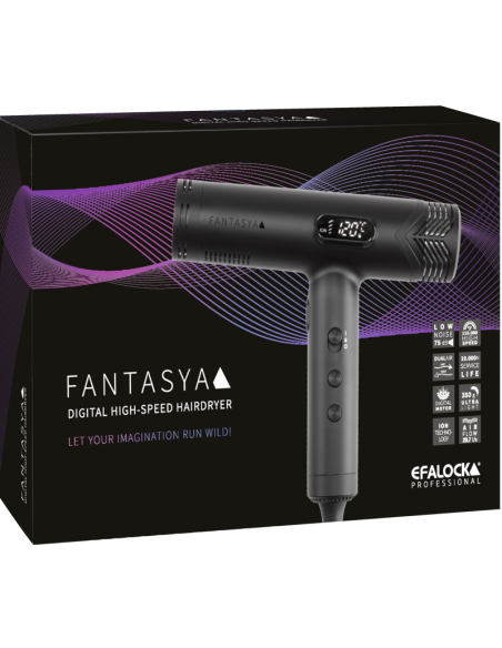 Efalock FANTASYA must kiirföön, 1800 W, digitaalse juhtimise ja difuusoriga