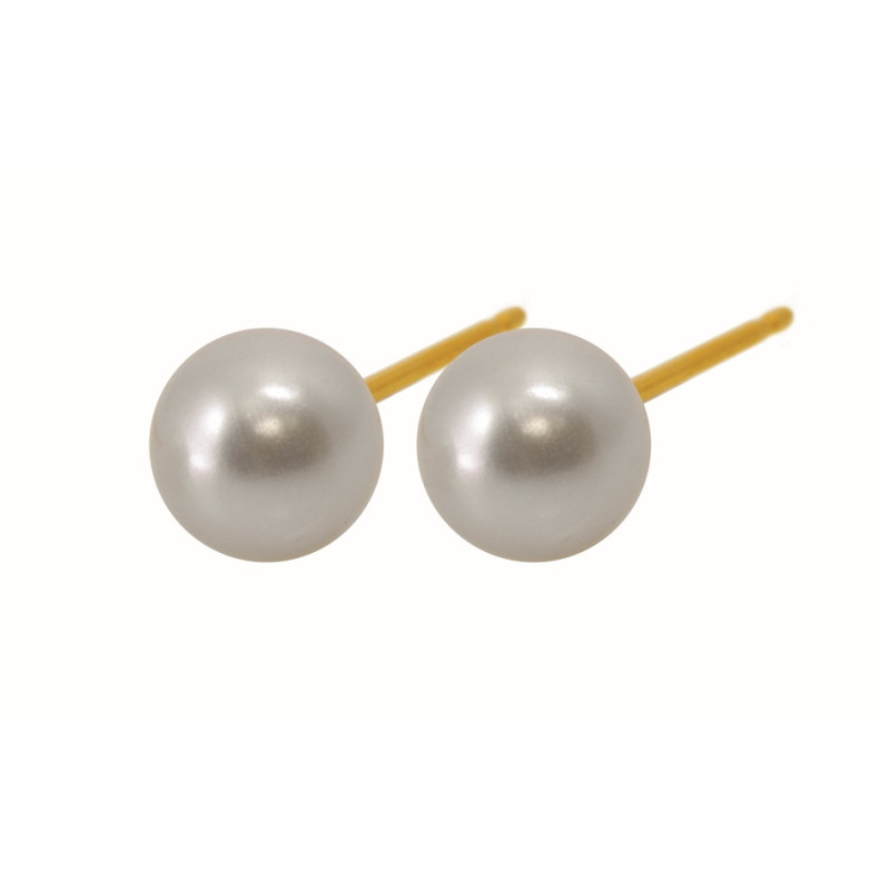 Fashion Sense Earrings G/P 6MM PEARL pair