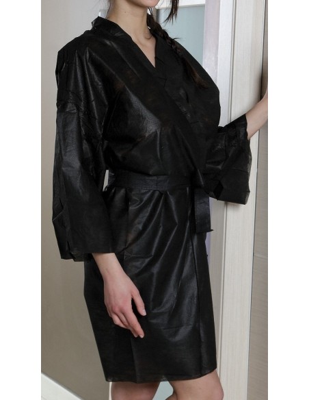 Kimono taskuga, fliismaterjalist, must, ühekordne, 100 tk.