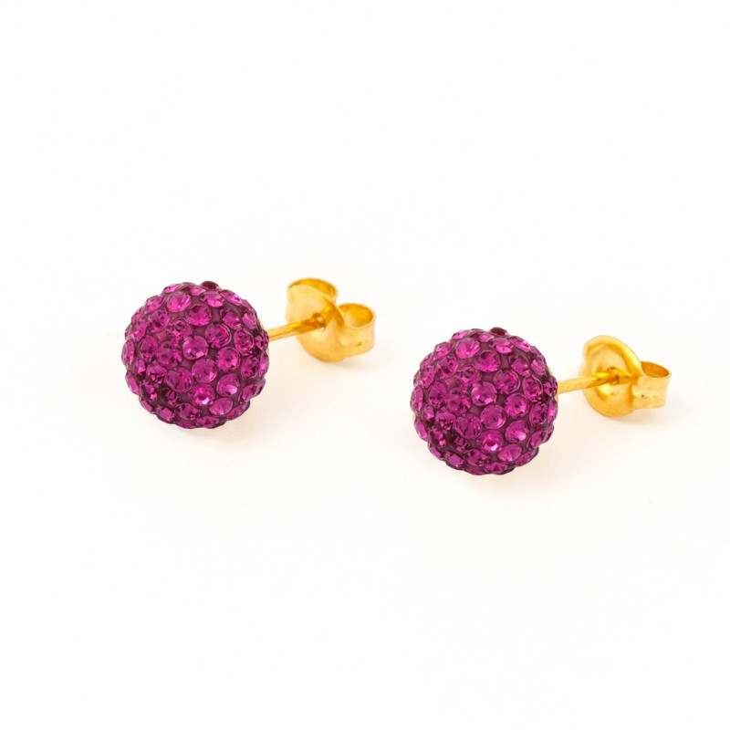 Fashion Sense Earrings Glitterball 8mm Fuchsia pair