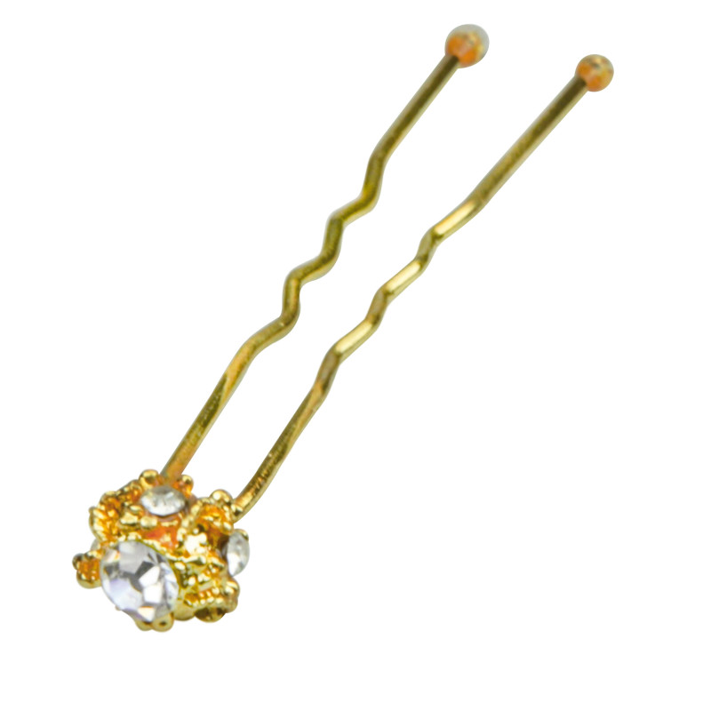 Hair clip, decorative, gold crystals 2 pieces