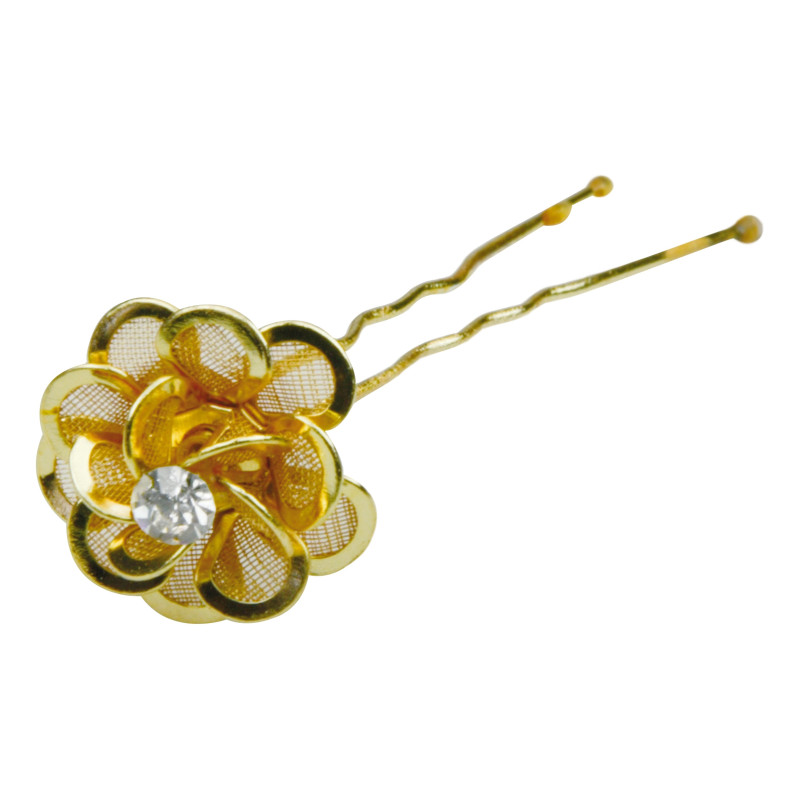 Hair clip, decorative, gold flower 5 pieces