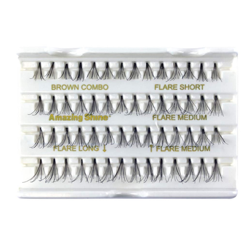 Eyelashes Brown Flare Combo  (short,medium,long),1set.