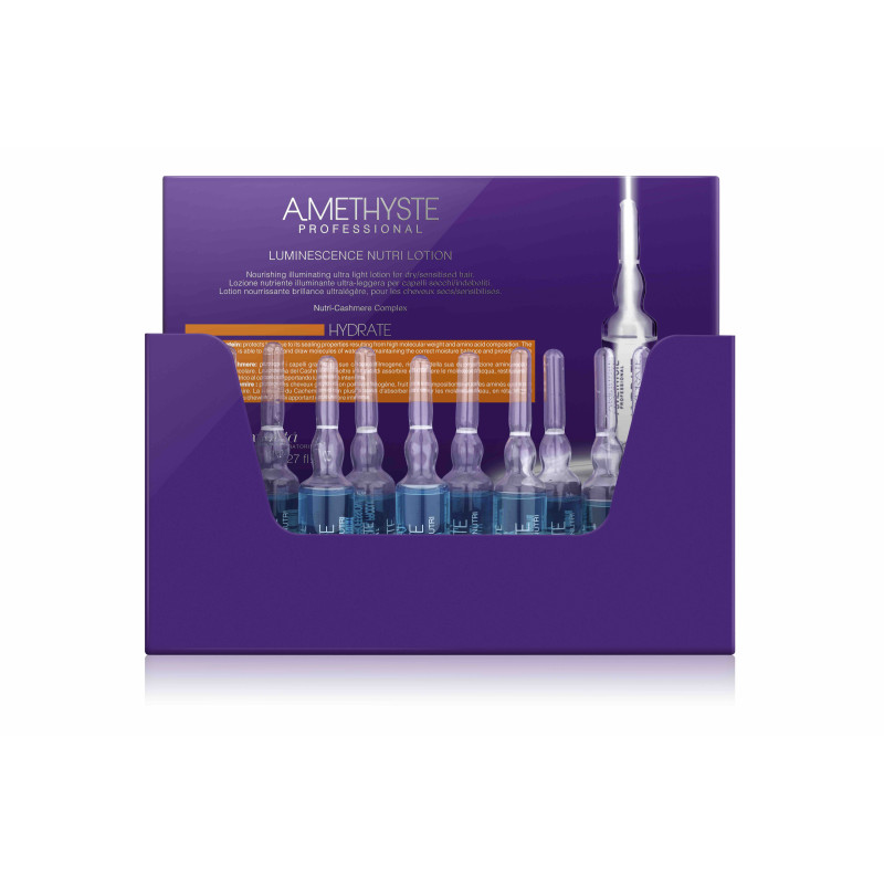 AMETHYSTE Struktūru atjaunojošas, mitrinošas ampulas, sausiem un bojātiem matiem 12x8ml