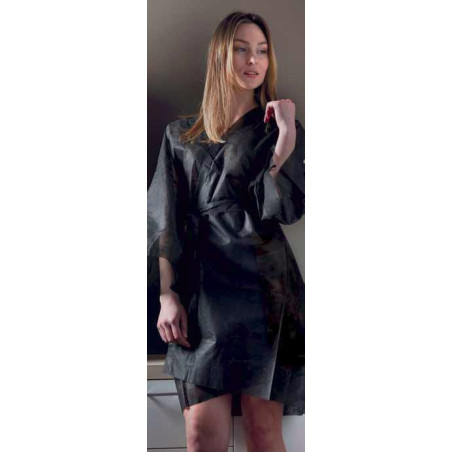 Kimono taskuga, fliismaterjalist, must, ühekordne, 100 tk.