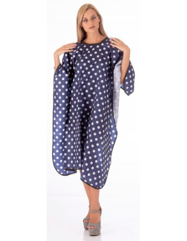 Cape, polyester,black with pattern, blue - white dotted, with snaps 150x128cm
