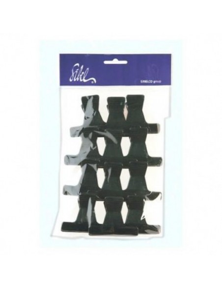 Juukseklambrid, mustad, plastmassist, 55 mm, 12 tk