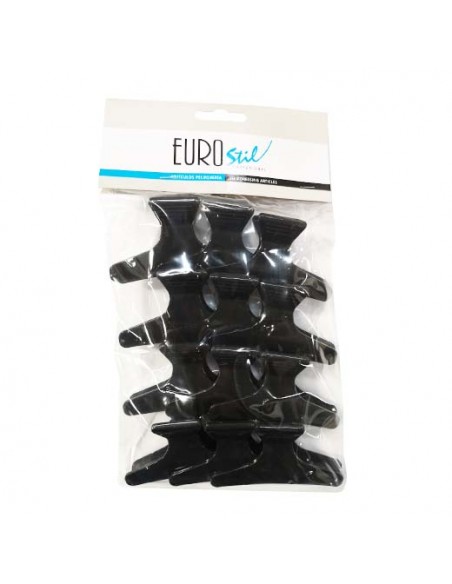 Juukseklambrid, plastmassist, suured, mustad, 12 tk.