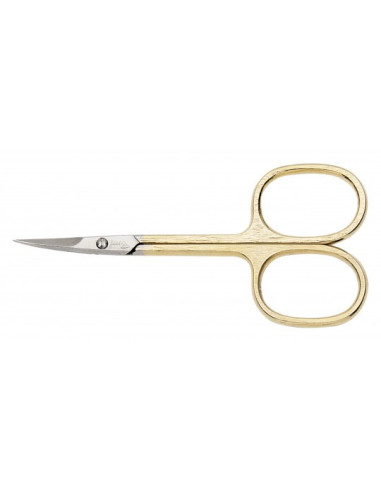 Cuticle scissors, gold plated, curved, 3.5"
