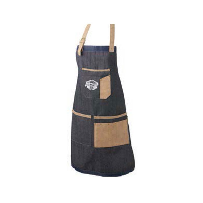 Apron, denim, 6 + 3 pockets, 85x58cm, black