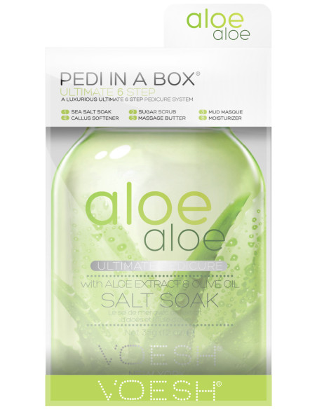 VOESH PEDI IN A BOX Aloe Vera Ultimate Pedicure Foot Kit, niisutav, 6 toodet