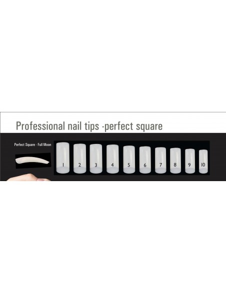 Küünelaki näpunäited AmazingShine Perfect Square Full Moon Nail - valge, nr 9, 50 tk.