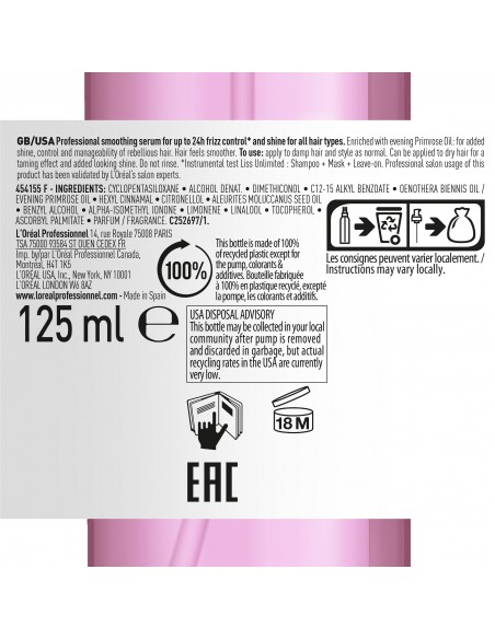 L'Oreal Professionnel Serie Expert Liss Unlimited Smoother serums 125ml