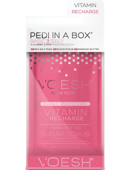 VOESH PEDI IN A BOX Ülim pediküüri jalakomplekt, C-vitamiiniga, värskendav, 4 toodet