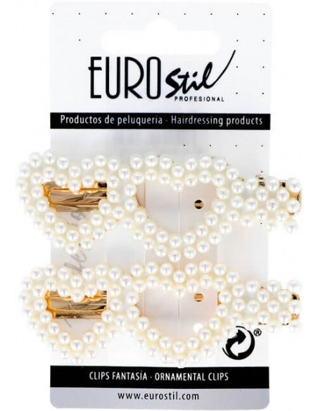 Juukseklambrid, kuldsed, südamekujulised, 8 cm, pärlitega, 2 tk