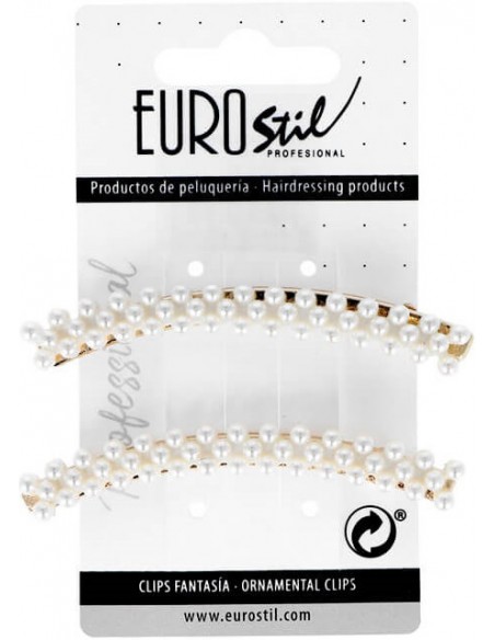 Juukseklambrid, kuldsed, kumerad, 8 cm, pärlitega, 2 tk