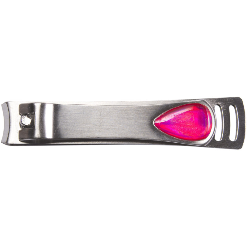 Nail clippers, metal, pink stone for handle 1pc