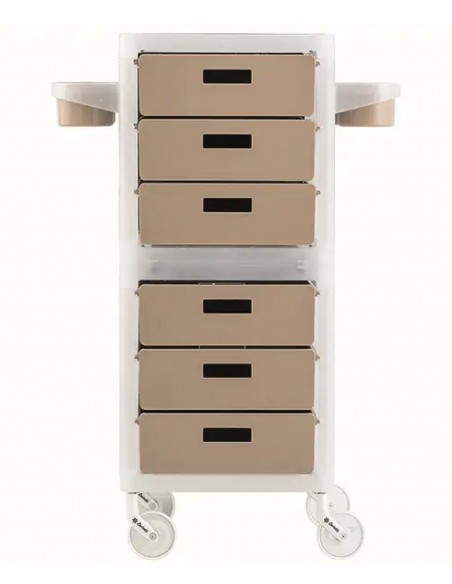 Juuksurikäru My, 6 pruuni sahtliga, valge, valmistatud Itaalias.