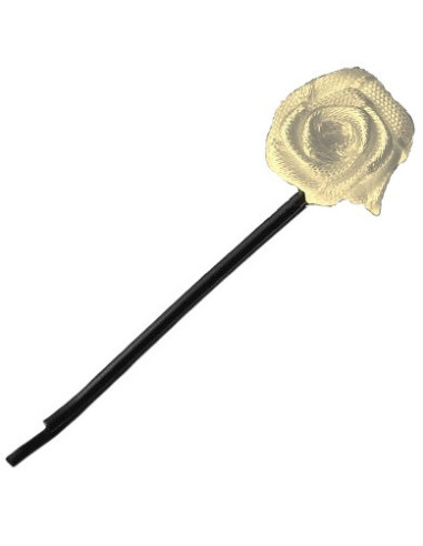 Plain black hairgrip with white rose 60mm, 10 pcs