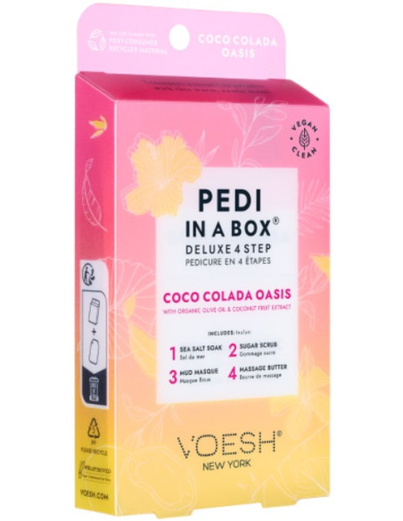 VOESH - PEDI IN A BOX jalahoolduskomplekt Coco Colada Oasis kuivale nahale, värskendav, 4 toodet