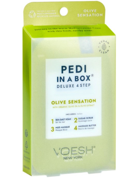 VOESH - PEDI IN A BOX jalahoolduskomplekt Olive Sensation, toitev, 4 toodet
