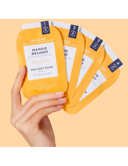 VOESH - PEDI IN A BOX Mango Delight jalahoolduskomplekt heaoluks, 4 toodet