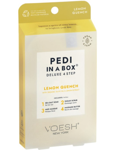 VOESH - PEDI IN A BOX Lemon Quench jalahoolduskomplekt, värskendav-rahustav, 4 toodet