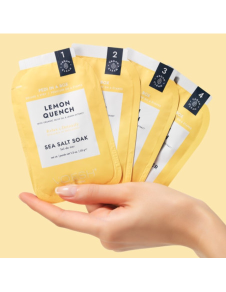 VOESH - PEDI IN A BOX Lemon Quench jalahoolduskomplekt, värskendav-rahustav, 4 toodet