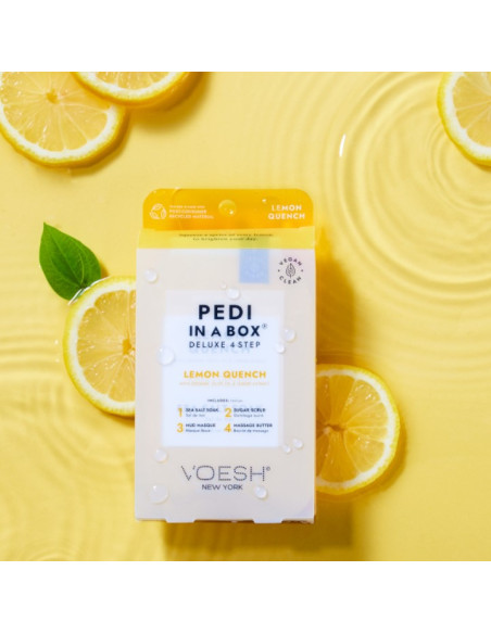VOESH - PEDI IN A BOX Lemon Quench jalahoolduskomplekt, värskendav-rahustav, 4 toodet
