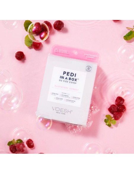 VOESH - PEDI IN A BOX Pediküür SPA-hooldus 5-ühes, detoksifitseeriv-lõõgastav, vaarikasorbett