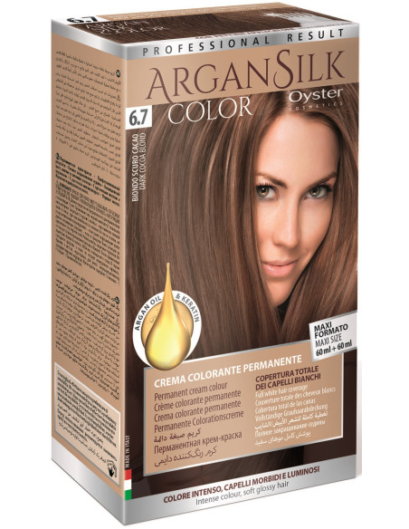 ARGAN SILK Juuksevärv 6.7, tume kakaoblond 60+60ml