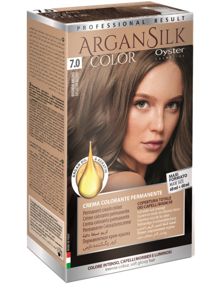 ARGAN SILK Juuksevärv 7.0, keskmine blond 60+60ml