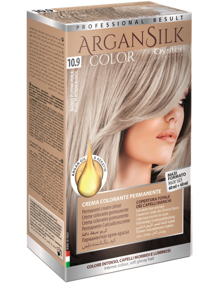 ARGAN SILK Juuksevärv 10.9, plaatina pärlblond 60+60ml