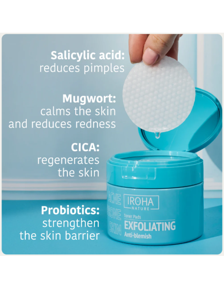 IROHA NATURE ACNE PRONE Aknevastased koorimispadjad salitsüülhappega 50 tk