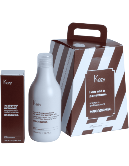 KEZY komplekt hapraks muutunud ja kahjustatud juustele MACADAMIAPÄHKLIG (šampoon 385ml + õli 100ml)