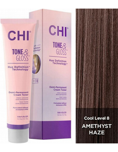 CHI Tone & Gloss demipermanentne juuksetooner ametüstine udu 89 g