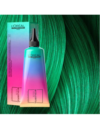 COLORFULHAIR Tiešās iedarbības matu krāsa nodrošina intensīvu un ilgstošu efektu.* L'Oreal Professionnel Colorful Hair Green 90